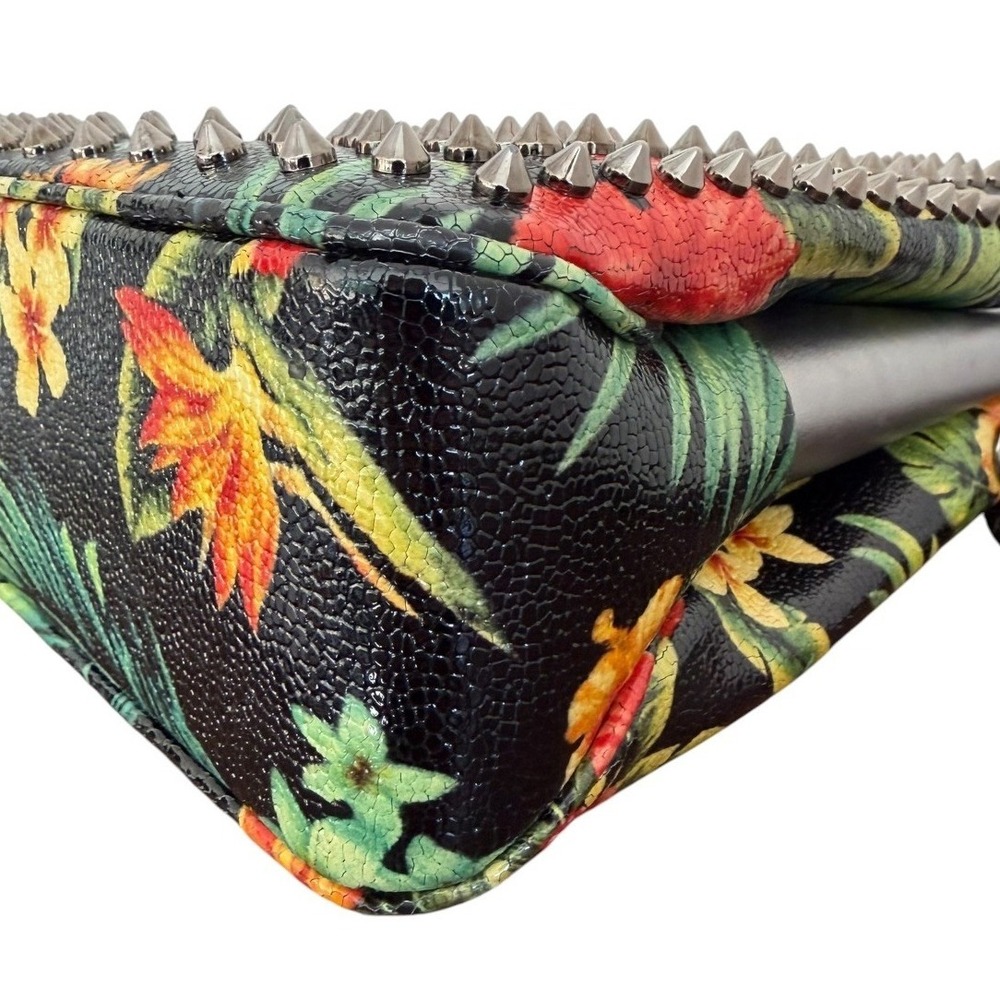 Christian Louboutin Hawaii Spiked Leather Crossbody Shoulder Bag Tropical Floral - Picture 11 of 16